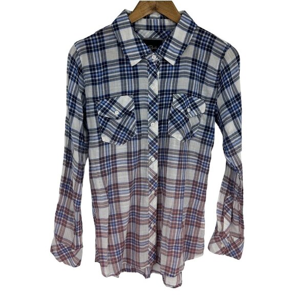 Rails Ashton Ombre Plaid Button Down Shirt Women's Size M - Picture 1 of 9
